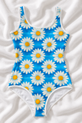 Little Kids Blue Daisy One Piece Swimsuit | Floral Summer Bathing Suit