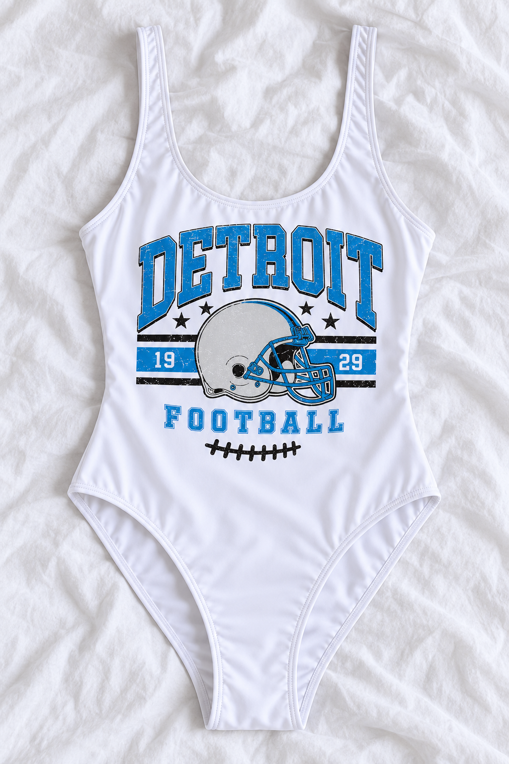 Detroit Football One-Piece Swimsuit – Women’s Game Day Swimwear