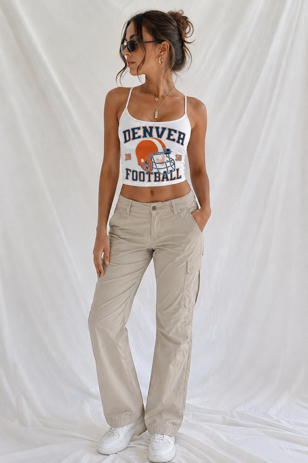 Denver Cropped Tank Top, Football Game Day Crop Top, Women’s Tailgate Tank, Football Season Outfit