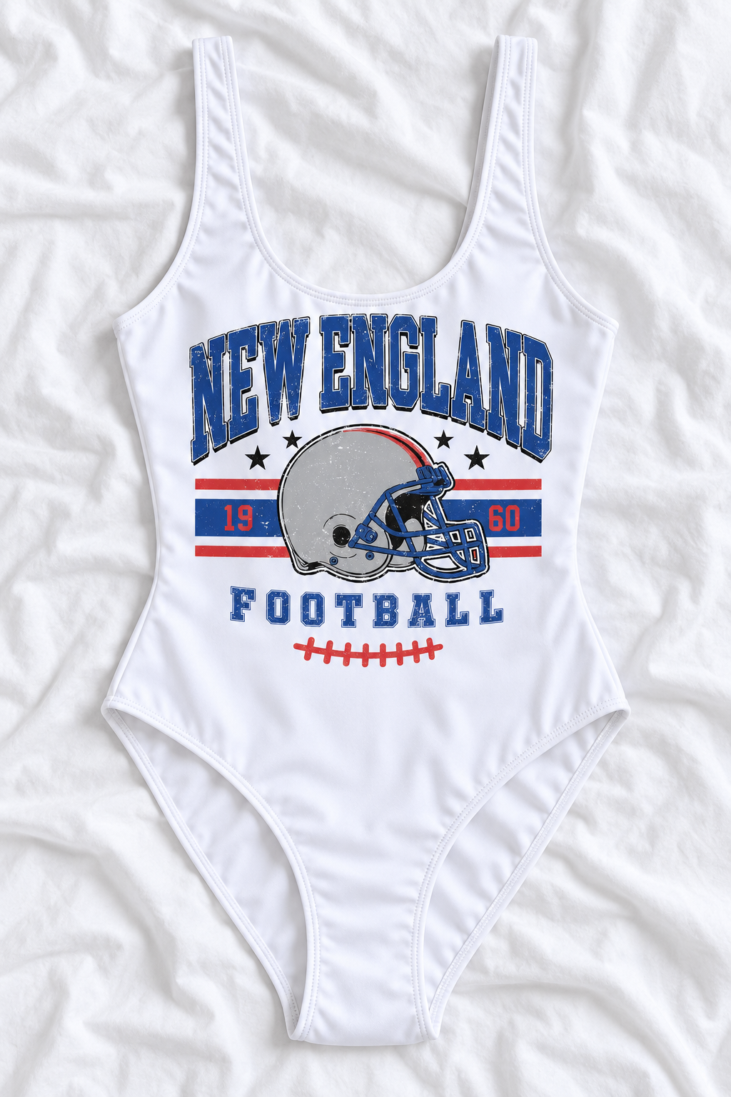 New England Football One-Piece Swimsuit – Women’s Game Day Swimwear