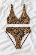 Animal Print High-Waisted Two-Piece Bikini – Women’s Printed Swimsuit