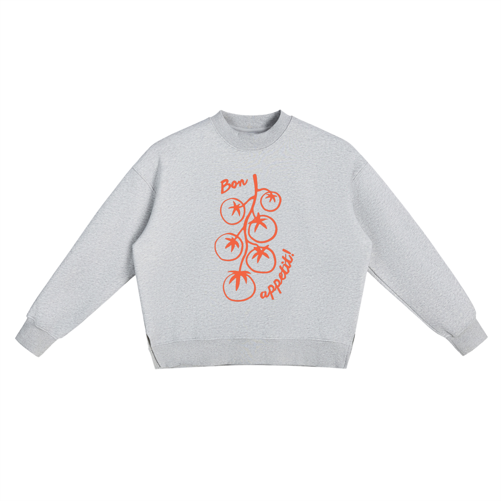 Born Appetito Fleece Side Slit Crewneck Sweatshirt – Italian Tomato Graphic Sweatshirt