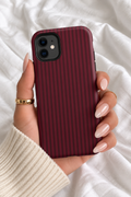 Burgundy Striped iPhone Case | Dark Red Minimalist Phone Cover