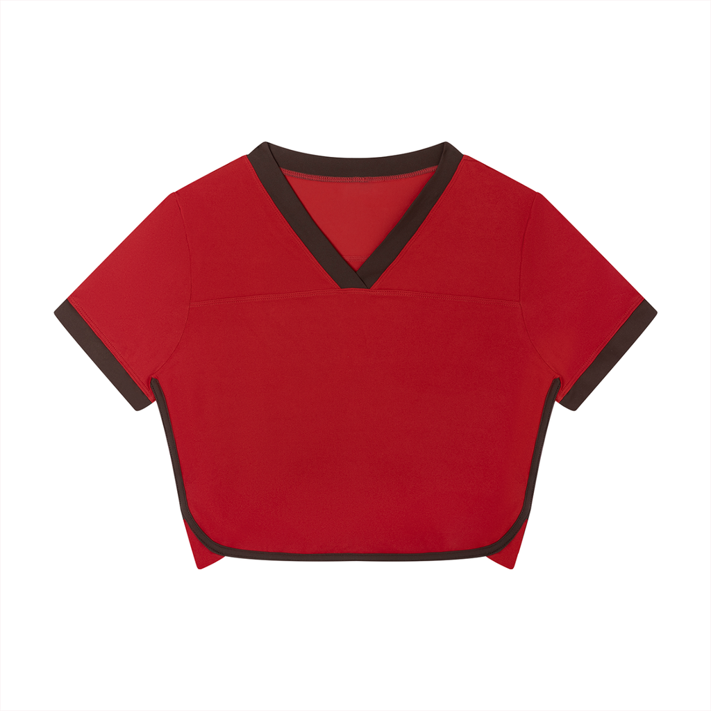 Women's Color Block Performance Crop T-Shirt | Athletic Workout Activewear Top