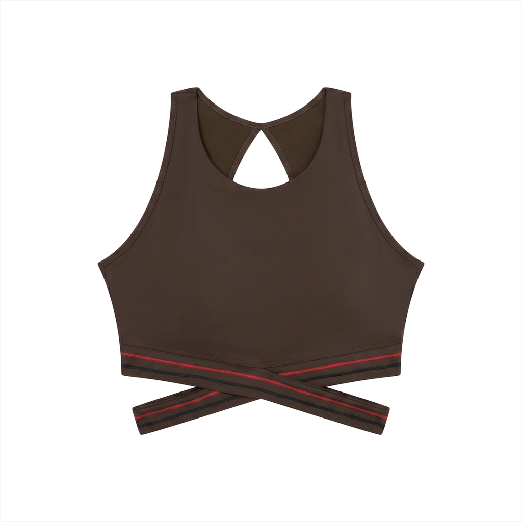 Women's Criss-Cross Band Sports Bra | Built-In Padded Tennis & Workout Bra