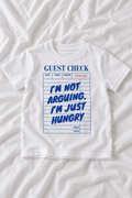 Kids I'm Not Arguing I'm Just Hungry T-Shirt | Funny Guest Check Graphic Tee | Retro Foodie Kids Shirt