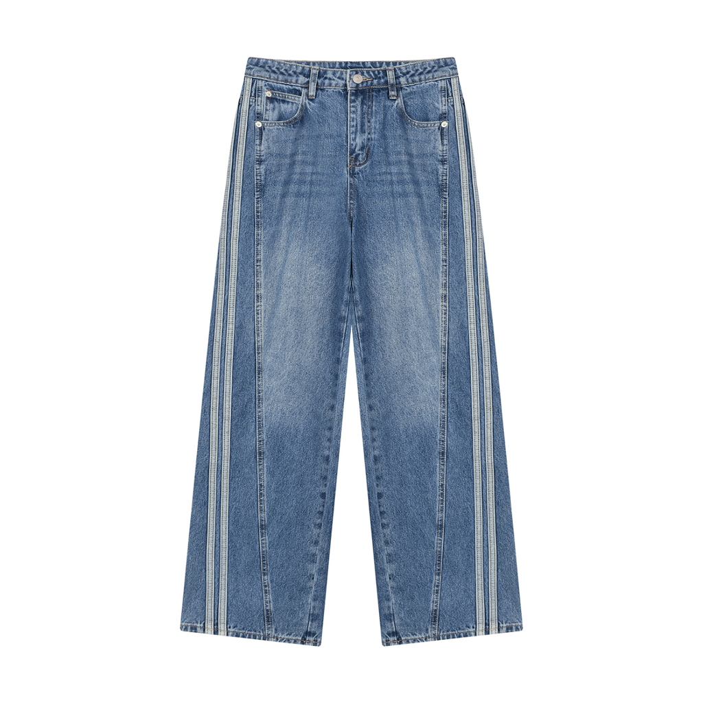 Women's Wide Leg Denim Jeans | High Rise Loose Fit Vintage Wash Jeans