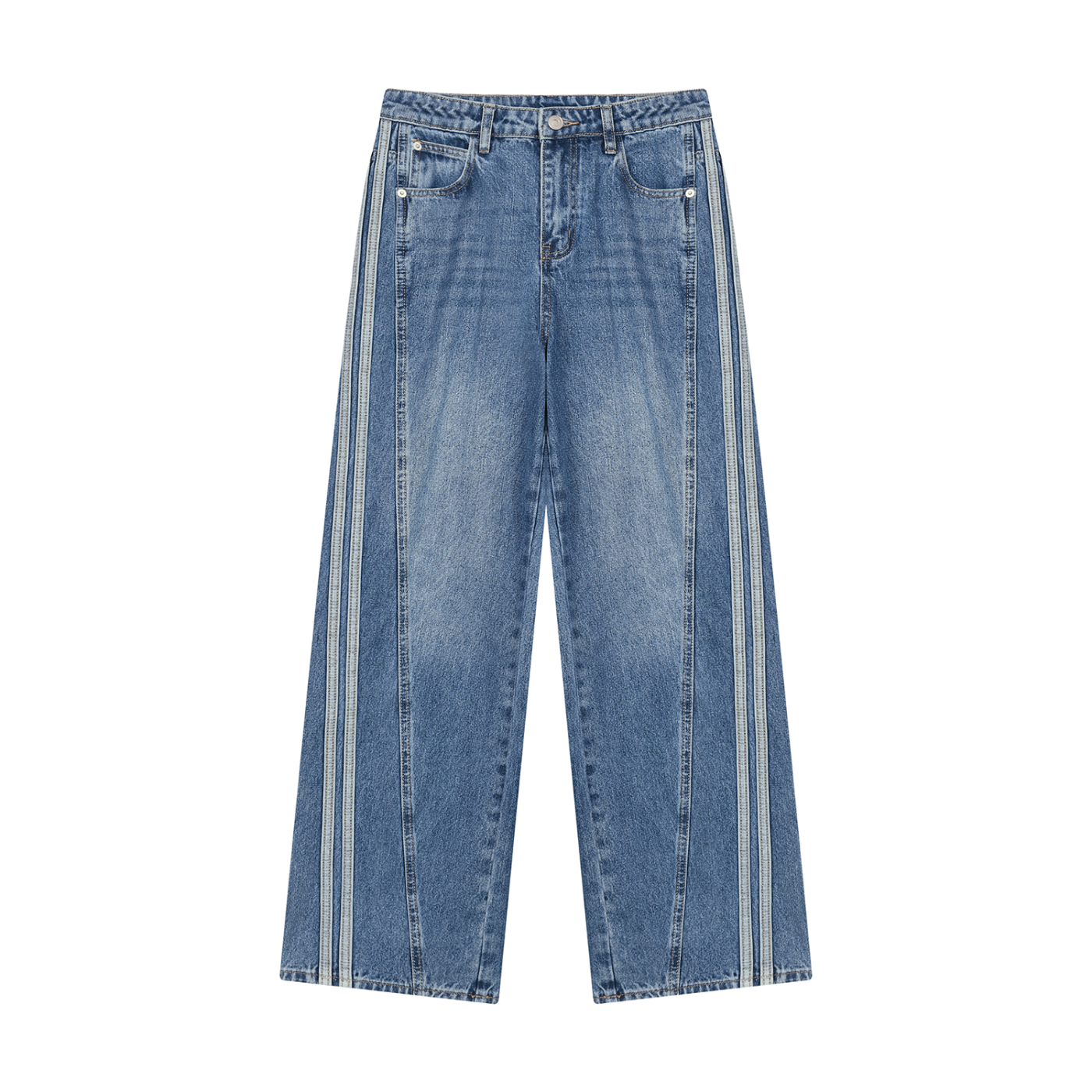 Women's Wide Leg Denim Jeans | High Rise Loose Fit Vintage Wash Jeans