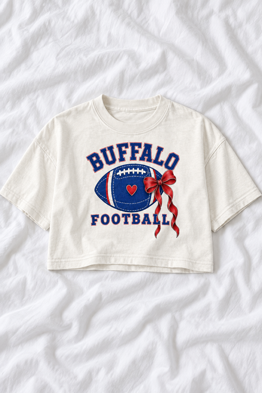 Buffalo Football Oversized Cropped Graphic Tee – Women’s Game Day T-Shirt