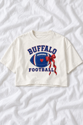 Buffalo Football Oversized Cropped Graphic Tee – Women’s Game Day T-Shirt