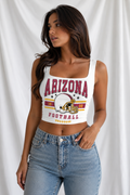 Arizona Square Neck Crop Tank Top, Football Game Day Top, Women’s Tailgate Shirt, Football Season Ou