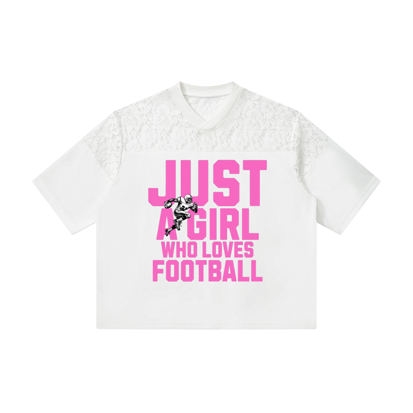 Just a Girl Who Loves Football Lace Jersey Tee | Women's Football Game Day Shirt