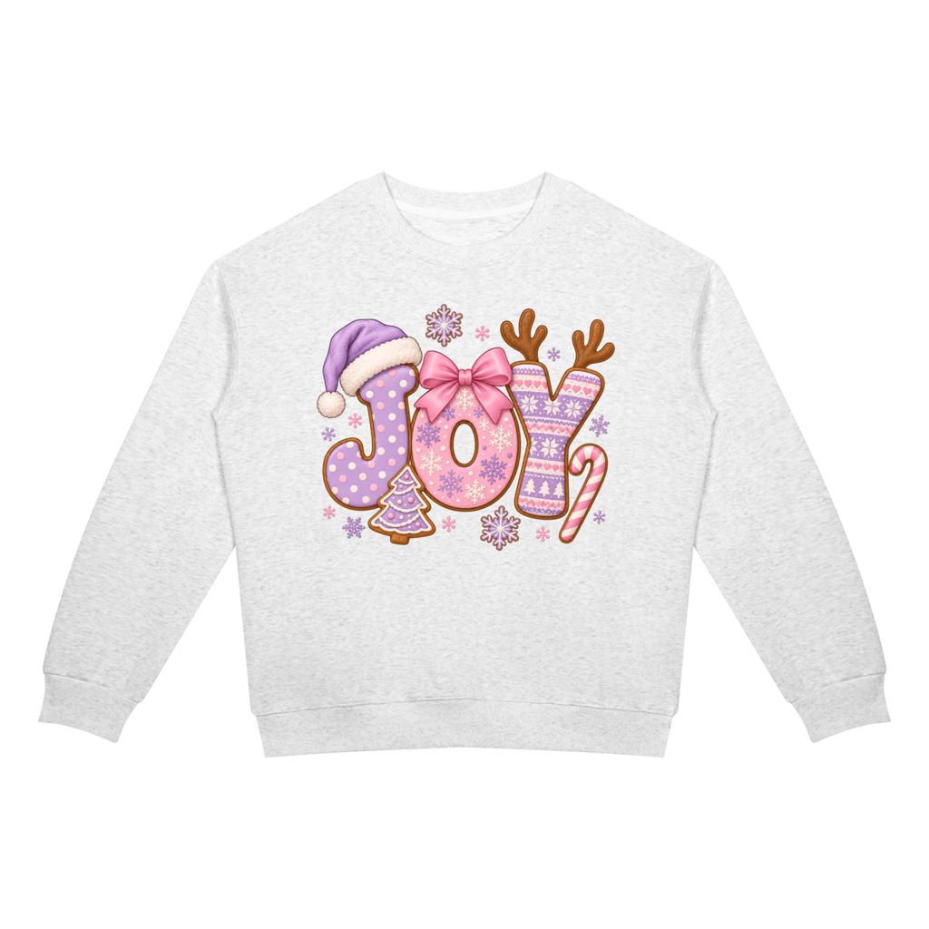 Joy Unisex Christmas Crewneck Sweatshirt | Pink & Purple Holiday Graphic