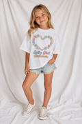 Youth T-Shirt — "Salty Girl Summer" Pastel Seashell Heart Tee