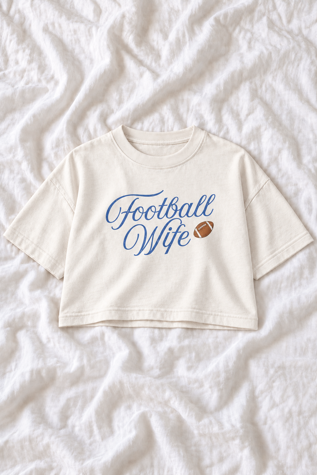 Football Wife Oversized Cropped Graphic Tee – Women’s Game Day T-Shirt