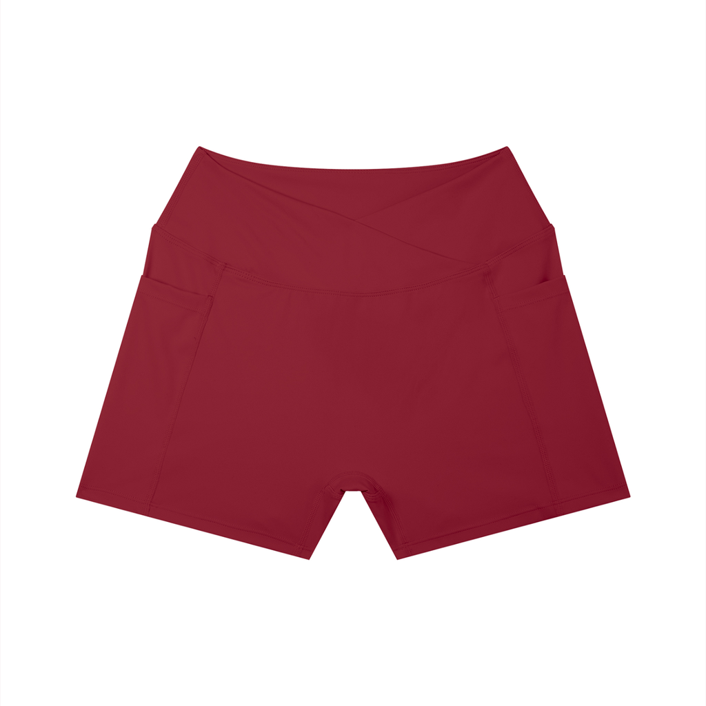 Women's High Rise Pocket Biker Shorts | Athletic Performance Workout Shorts