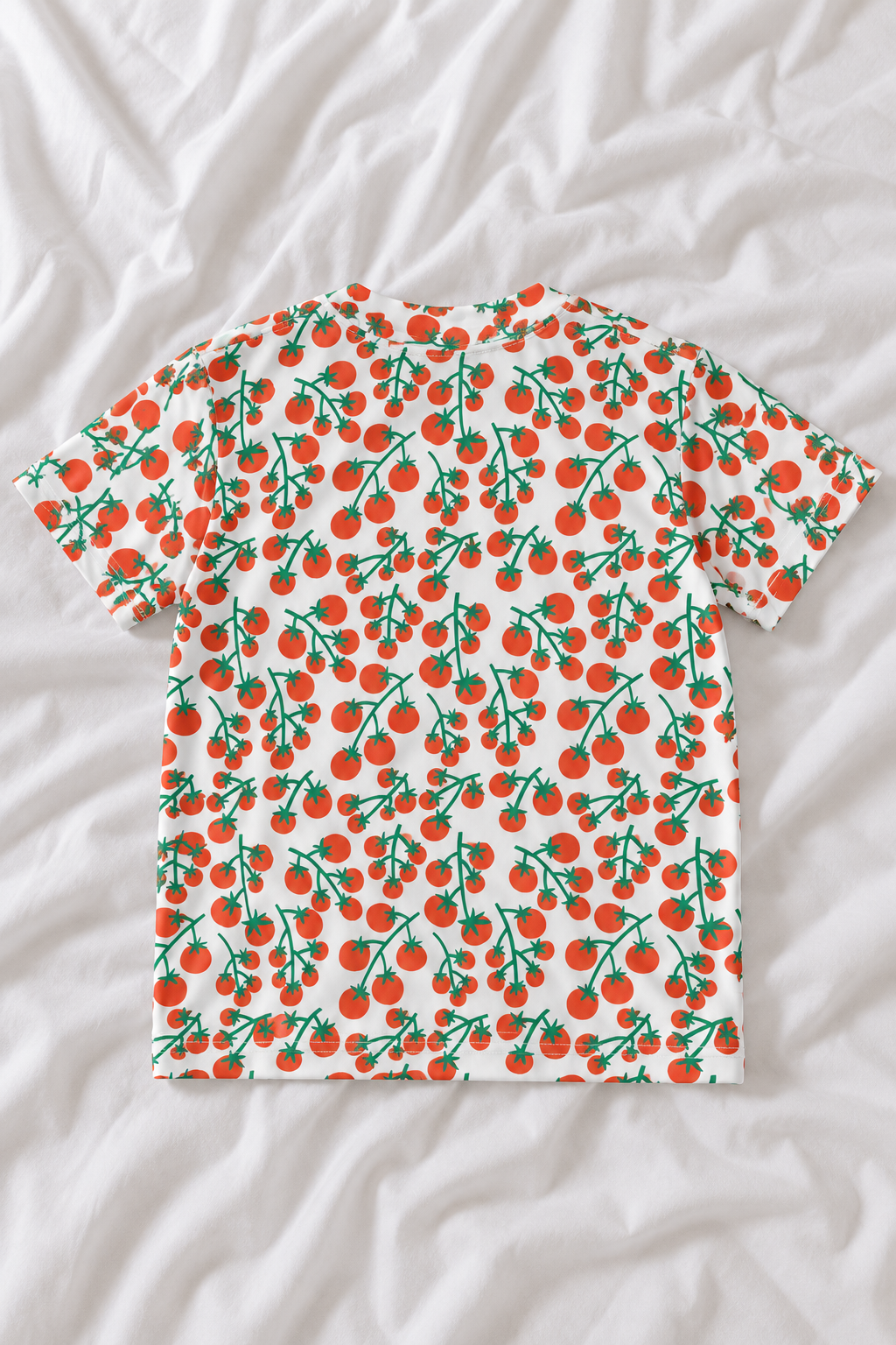 Kids Cherry Tomato Print Crew Neck T-Shirt | Cute Tomato Graphic Tee | Retro Garden Kids Shirt