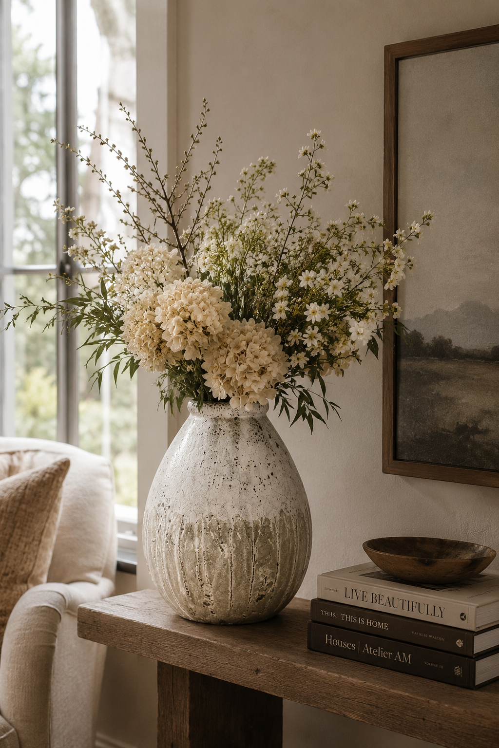 Large Antique Textured Pottery Planter