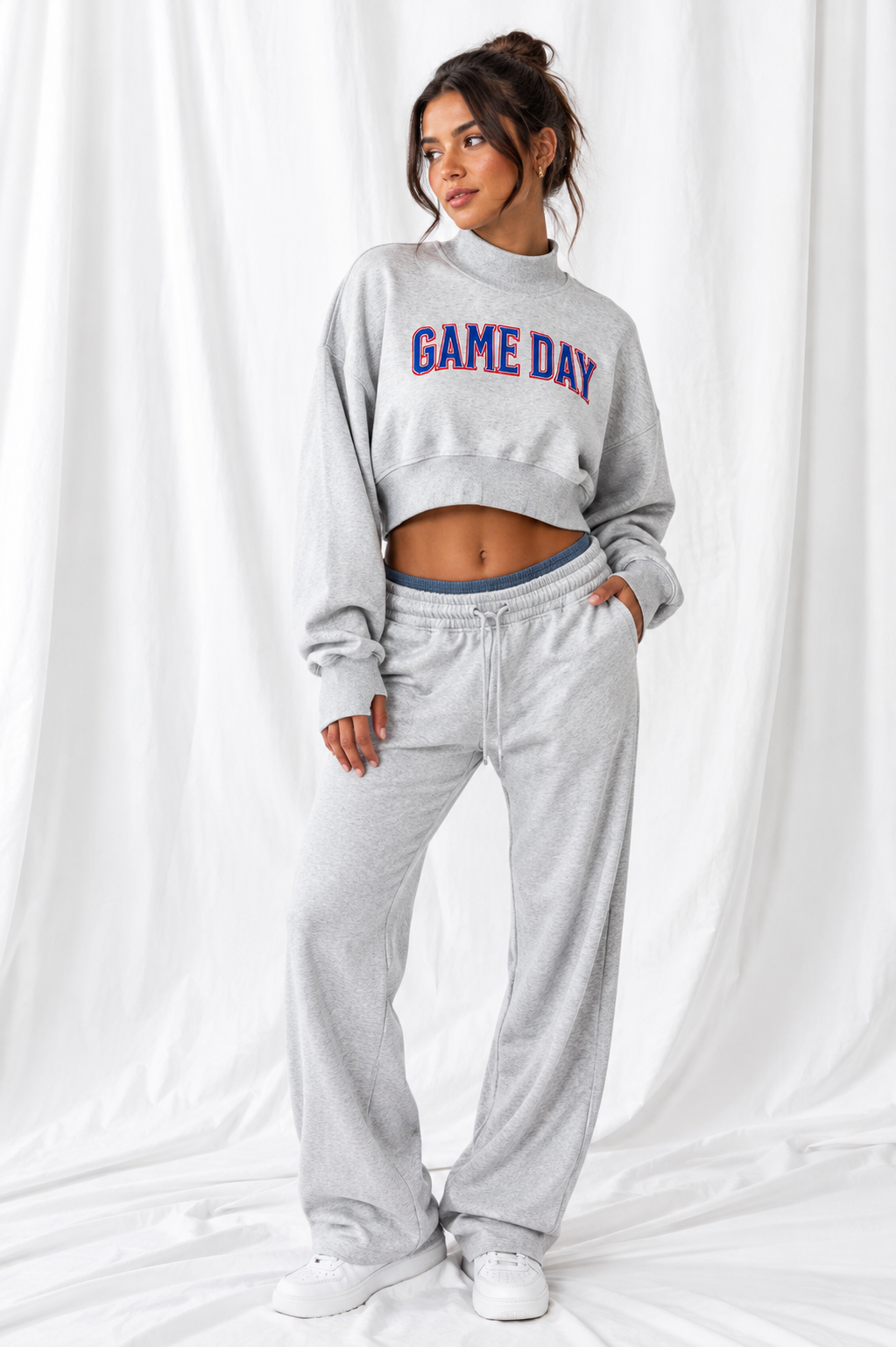 Game Day Women’s Cropped Mock Neck Sweatshirt – Buffalo Colors