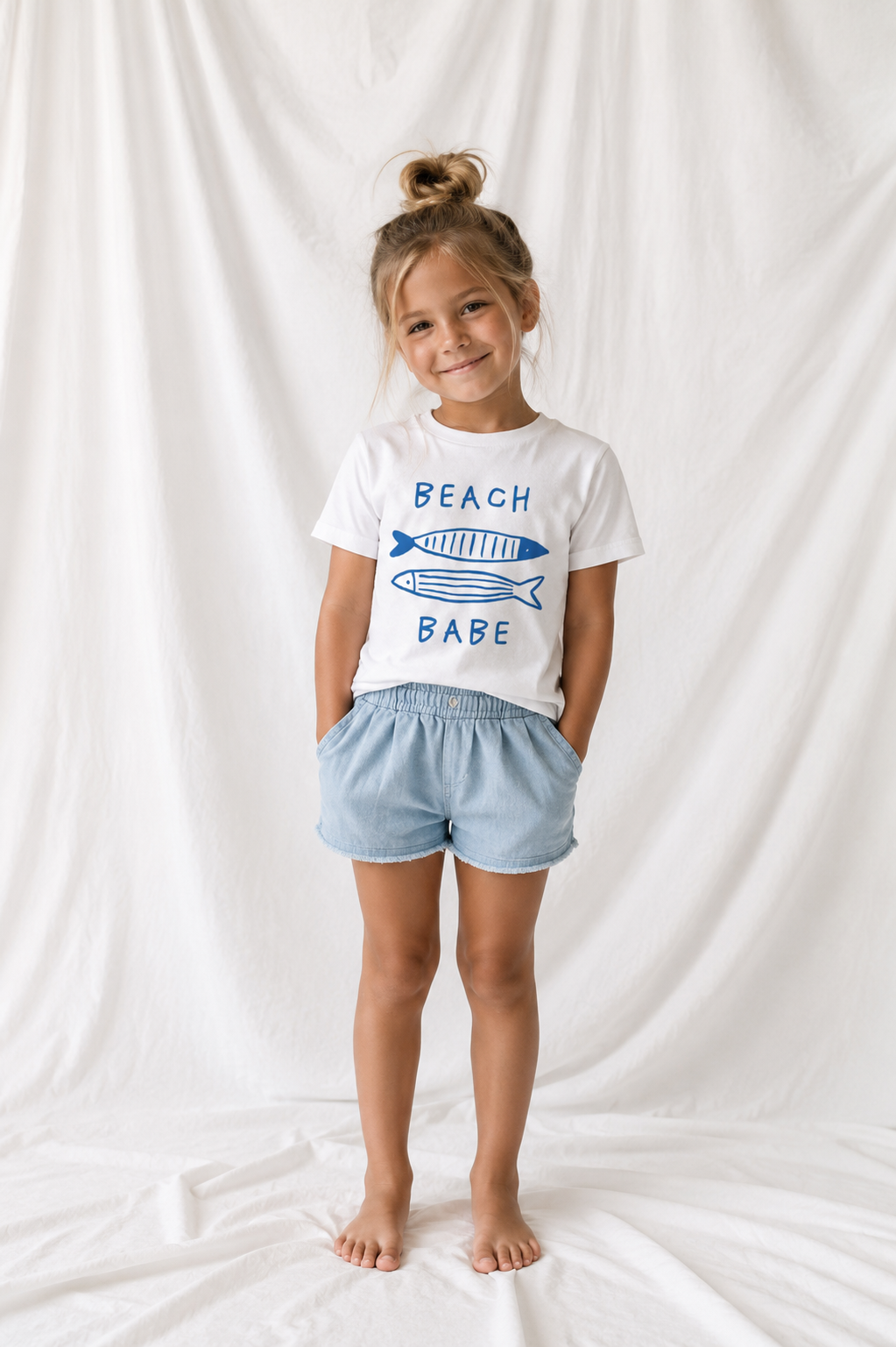 Beach Babe Kids Cotton Tee | Cute Beach Graphic T-Shirt for Toddlers & Youth