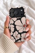 Blush Pink Floral iPhone Case – Black Retro Flower Tough Phone Case