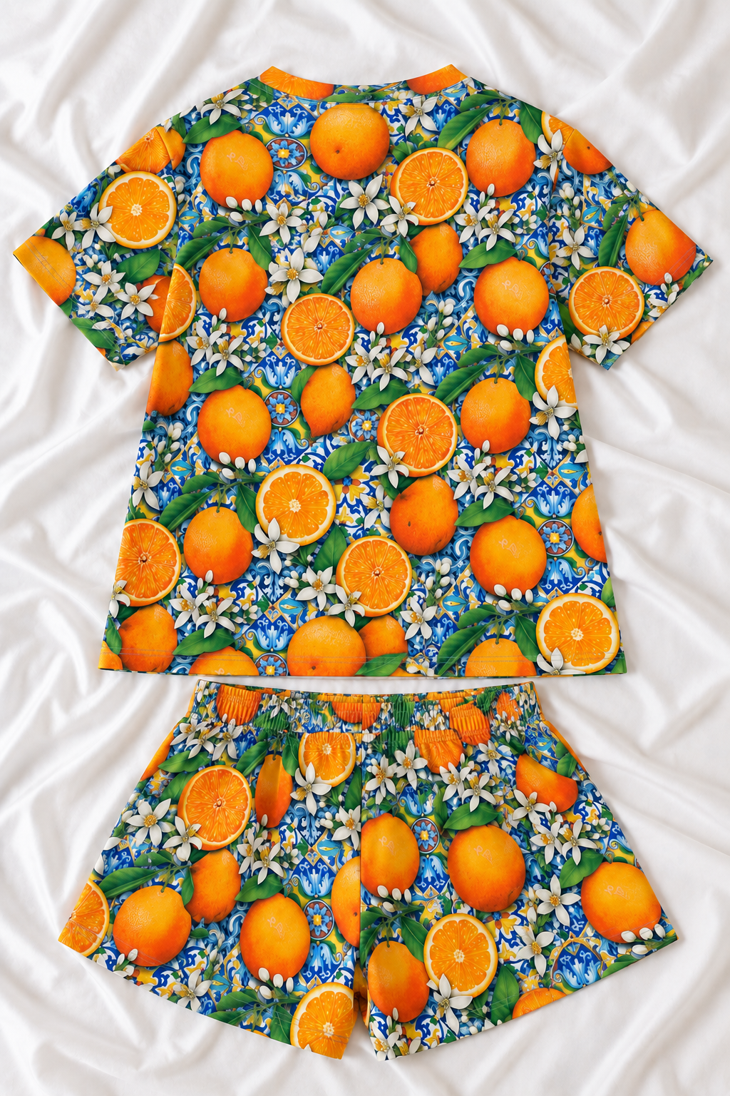 Orange Print Soft Touch Pajama Set – Women’s Shorts & Top Sleepwear