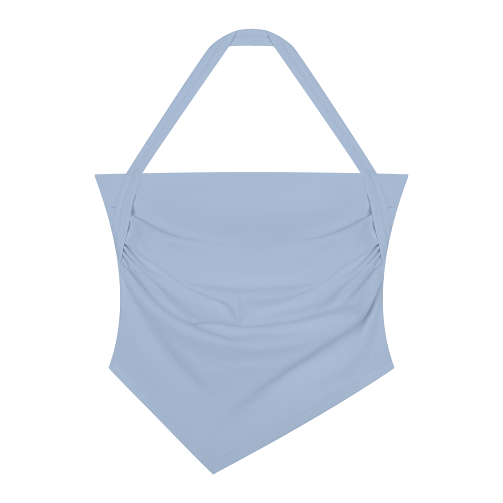 Women's Ruched Halter Neck Tank Top | Built-In Padded Crop Tank