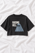 Raising Hell Ghost Snow Washed Raw Edge Crop Top
