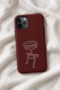 Burgundy Bow Cocktail Tough iPhone Case – Minimalist Coquette Martini Glass Phone Cover