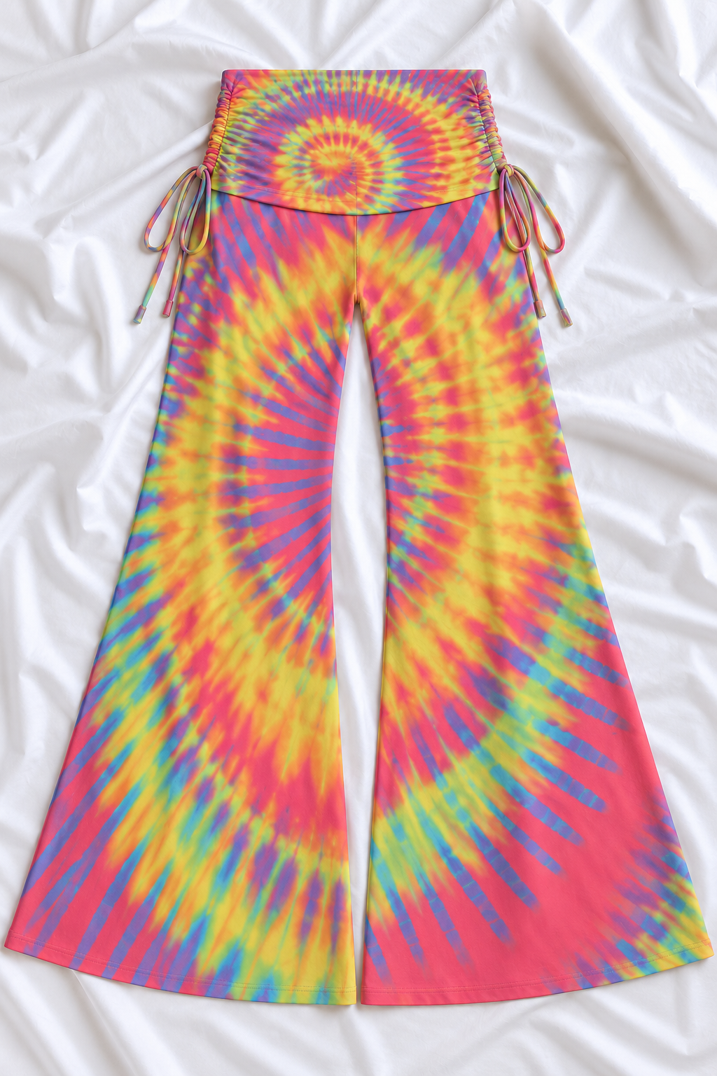 Rainbow Tie-Dye Wide Leg Pants | Women's Groovy Festival Lounge Pants