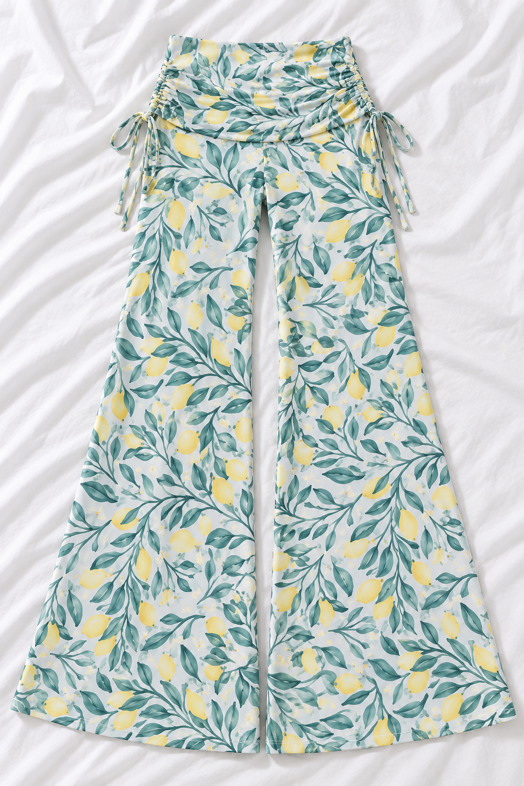 Olive Branch Lemon Wide Leg Pants | Women's Flowy Resort Beach Pants
