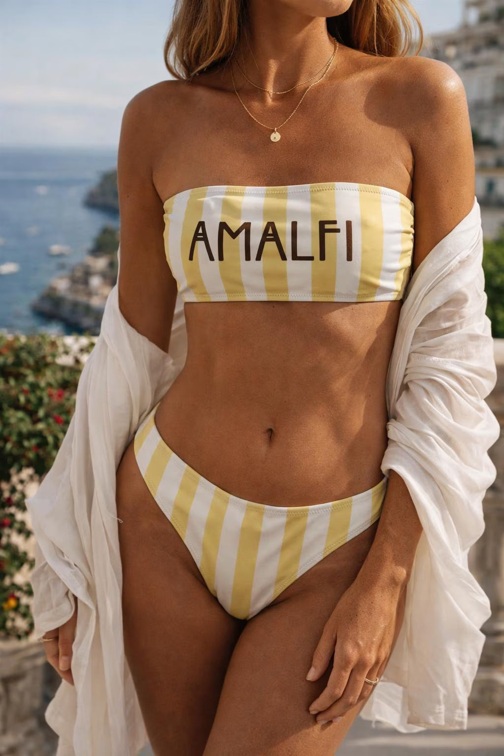 Amalfi Bandeau Bikini Set – Striped Italian Summer Swimsuit