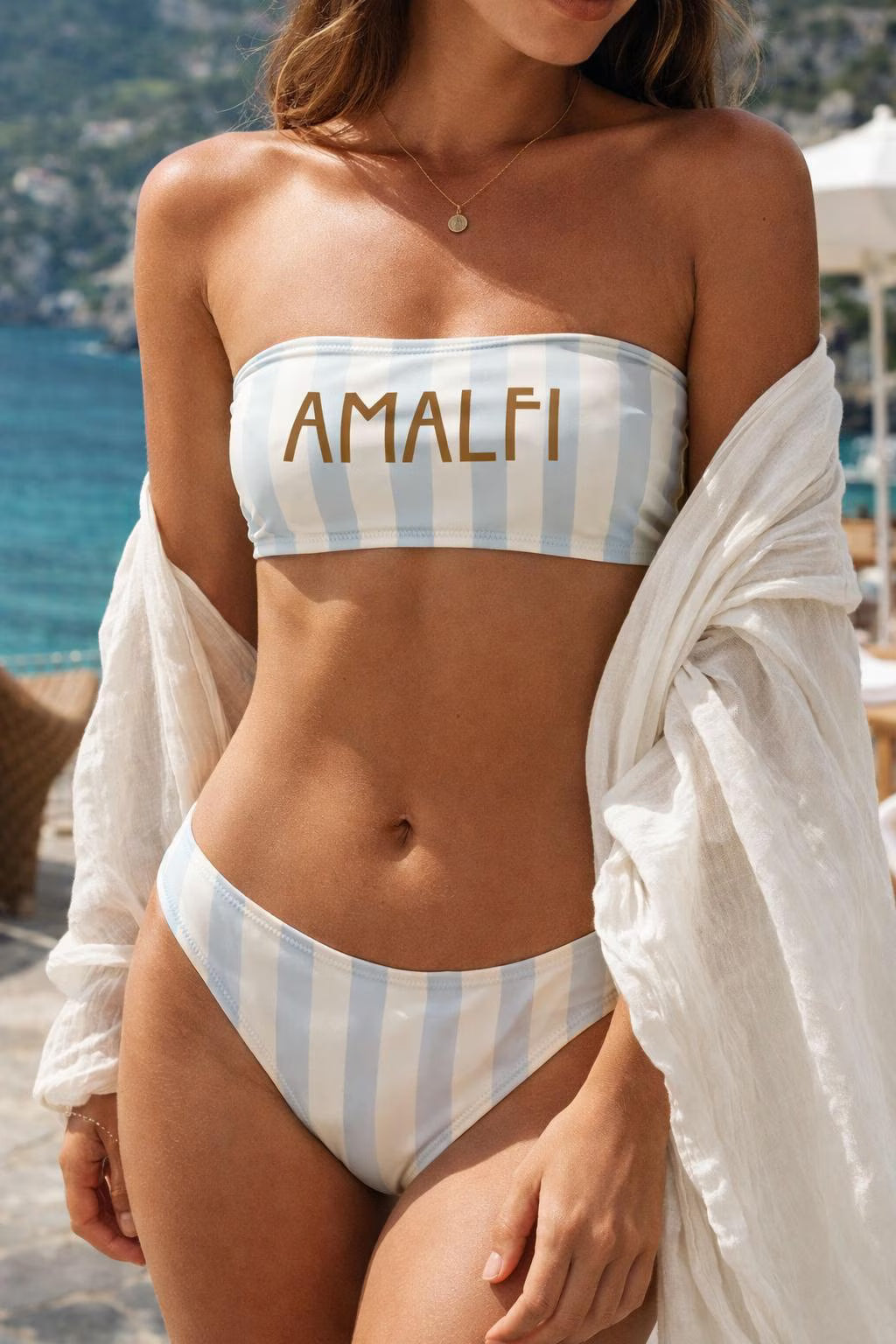 Amalfi Bandeau Bikini Set – Striped Italian Summer Swimsuit